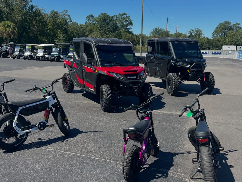Super73 e-bikes and side-by-sides at a ride day